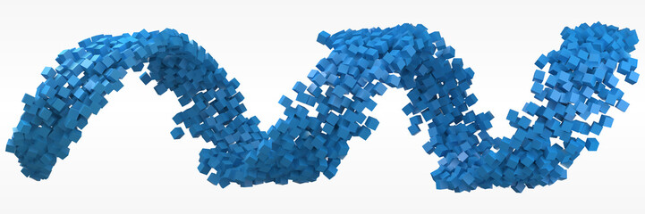 blue cubes flow. 3d style vector illustration.