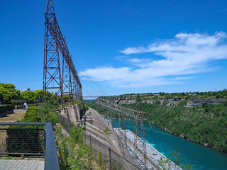 Fototapeta premium Electricity generating station and transmission lines near Niagara Falls