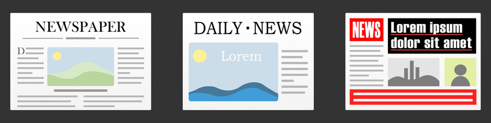 Newspapers - flat vector graphic with transparent background