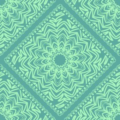 Design of a Scarf with a Geometric Flower Pattern of Mandala. Vector illustration. Seamless. For Print Bandana, Shawl, Carpet