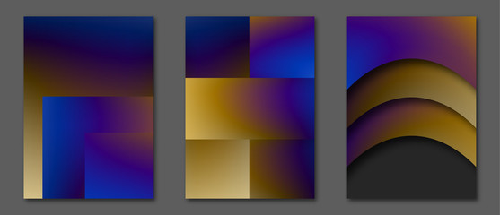 Fototapeta premium Set of abstract futuristic backgrounds with layers overlap. Applicable for Covers, Placards, Posters, Booklets, Blanks, Cards, Flyers and Banner Designs. A4, vector EPS10.