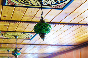 chandelier of green glass