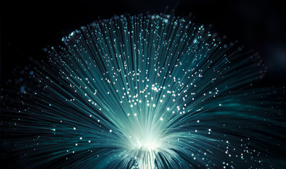 Fototapeta na wymiar fiber optics, fiber threads for ultra fast internet communications, thin light threads that move information at high speed