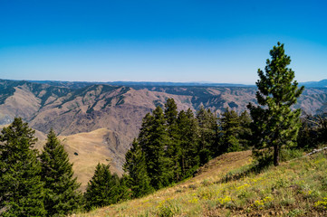 View of the Snake River valley area in northeastern Oregon, USA