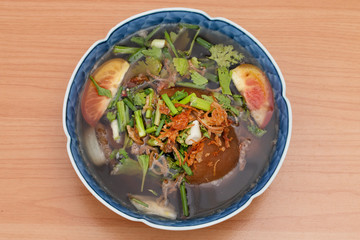 Oxtail soup, traditional muslim food with ox tail puree with spices