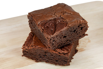 homemade cake chocolate brownies isolated on white background - clipping paths
