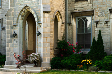 Fototapeta na wymiar Front doorstep of gothic Building
