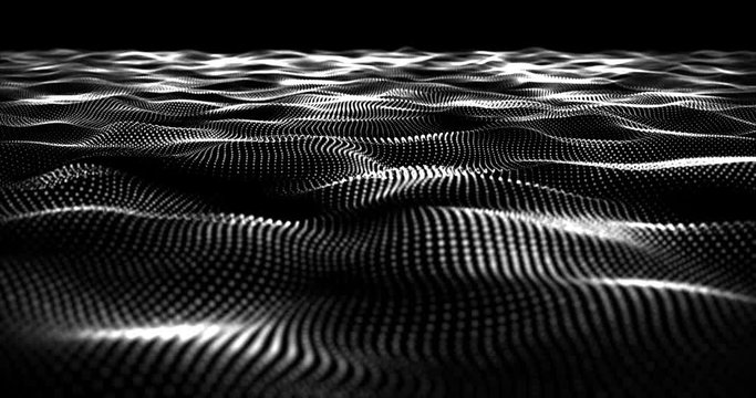 Loopable White on Black Wave Animation 4k Video.