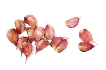 Garlic isolated on white background, top view
