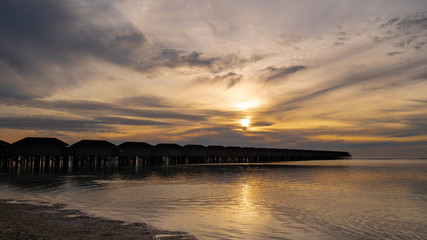 Obraz premium Summer concept , Beach white sand and turquoise sea color at maldives on the weekend holidays