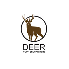 emblem of black deer isolated on white background