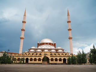 Turkey, Cankiri Ahmet Yesevi mosque from the front view
