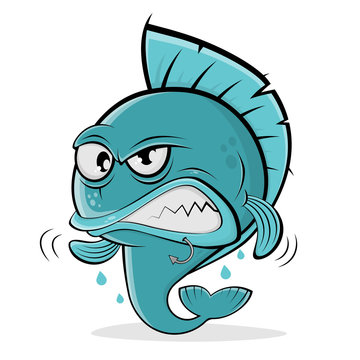 angry cartoon fish