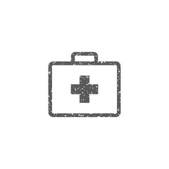 Medical case icon in grunge texture. Vintage style vector illustration.