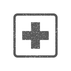 Obraz premium Medical cross icon in grunge texture. Vintage style vector illustration.