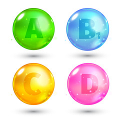 Vitamin. High quality gold oil capsule. Vector illustration