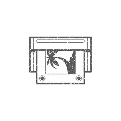 Printing proof icon in grunge texture. Vintage style vector illustration.