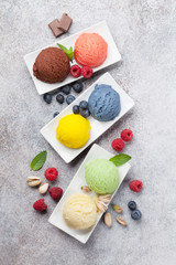 Ice cream with nuts and berries