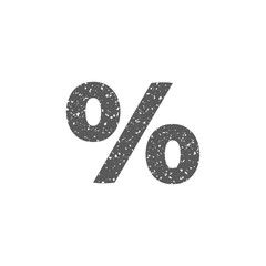 Percent symbol icon in grunge texture. Vintage style vector illustration.