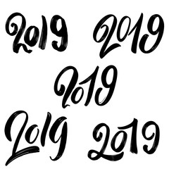 2019 new year. Set of hand lettering phrases on white background. For poster, print, card, banner.