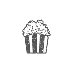 Popcorn icon in grunge texture. Vintage style vector illustration.