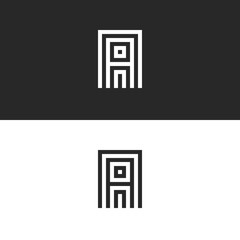 Initial capital A letter logo, simplest monogram, minimal style linear emblem, parallel lines geometric shape