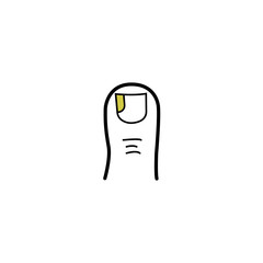 Thigh toe affected nail fungus, yellow finger nail discoloration illustration medical icon