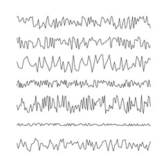 Set of wavy, zigzag, sinuous horizontal lines