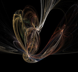 Color smoke fractal background isolated on black.