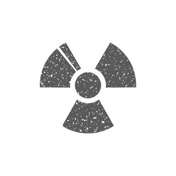 Radioactive symbol icon in grunge texture. Vintage style vector illustration.