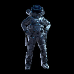 Astronaut in darkness. Mixed media