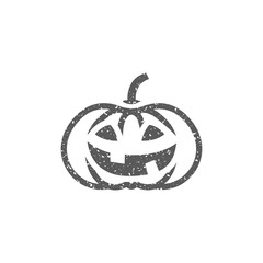 Pumpkin icon in grunge texture. Vintage style vector illustration.