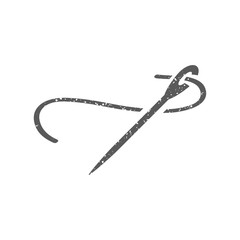 Needle icon in grunge texture. Vintage style vector illustration.