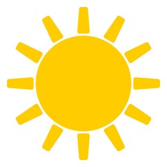 Sonne oder Sonnenschein Symbol als Vektor auf einem weißen isolierten Hintergrund