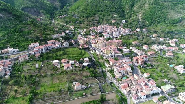 Aerial bird view footage of Corbara a town and comune in the province of Salerno in the Campania region of south-western Italy located near Naples and Pompei city 4k high resolution quality footage