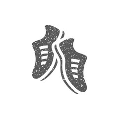 Shoes icon in grunge texture. Vintage style vector illustration.