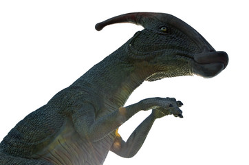 Dinosaur Parasaurolophus on a white background. Isolate