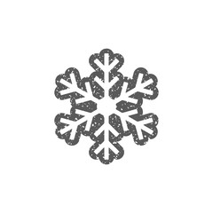 Snowflake icon in grunge texture. Vintage style vector illustration.