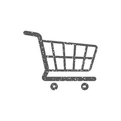 Shopping cart icon in grunge texture. Vintage style vector illustration.