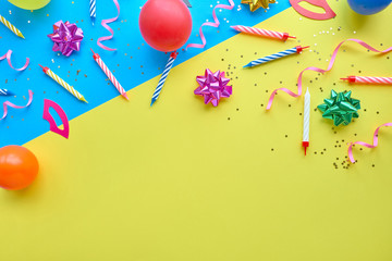 yellow background, the concept of party time, an invitation to a birthday or other celebration