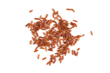 Red rice closeup on white