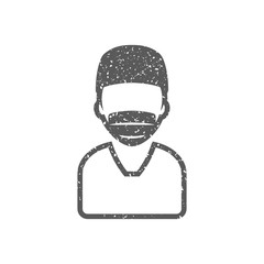 Surgeon icon in grunge texture. Vintage style vector illustration.