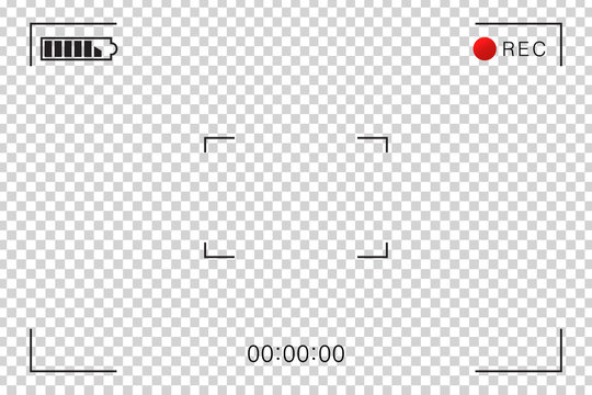 Vector realistic isolated camcorder video screen frame for decoration and covering on the transparent background. Concept of cinema, photography and video scene.