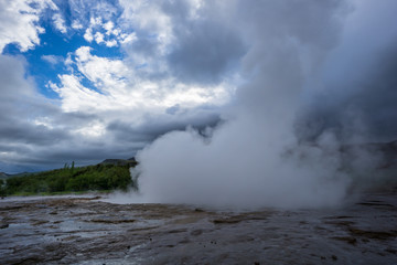 Iceland - Steaming eruption at Geyser Strokkur