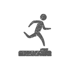 Baseball trophy icon in grunge texture. Vintage style vector illustration.