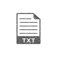 Text file format icon in grunge texture. Vintage style vector illustration.