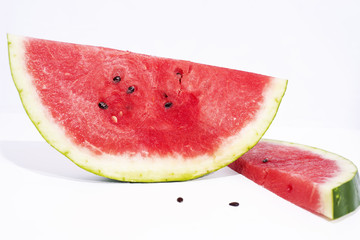 Isolated slices of Watermelon.