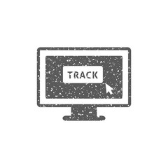 Tracking monitor icon in grunge texture. Vintage style vector illustration.