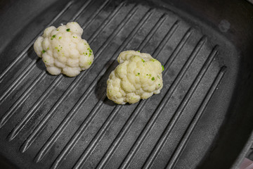 Cauliflower in a frying pan