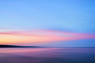 Zelfklevend Fotobehang Pink and blue sunset at Lake Superior Duluth © Like